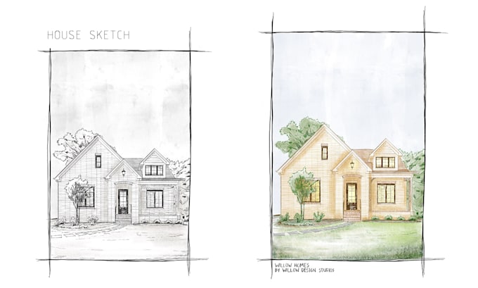 hand sketch draw your house or any building