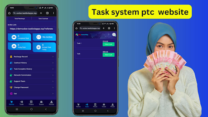 task system ptc  website earning money