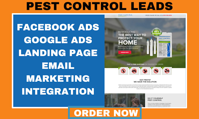 generate high converting pest control leads via facebook google ads landing page