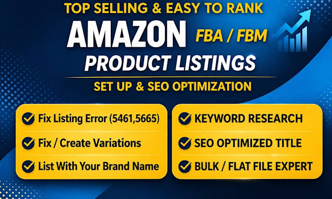 set up amazon fba fbm product listings with SEO, amazon listing optimization