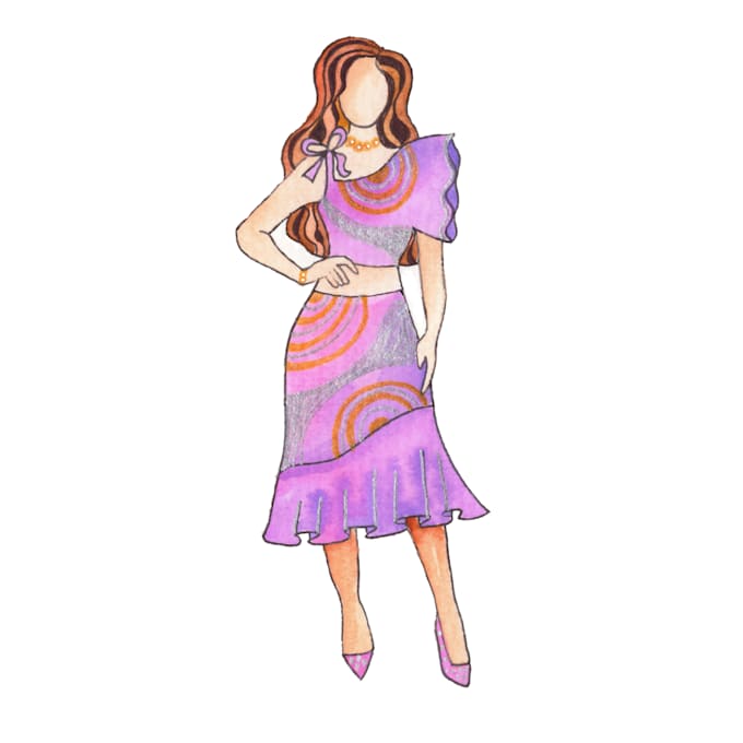draw watercolor fashion illustration or sketch