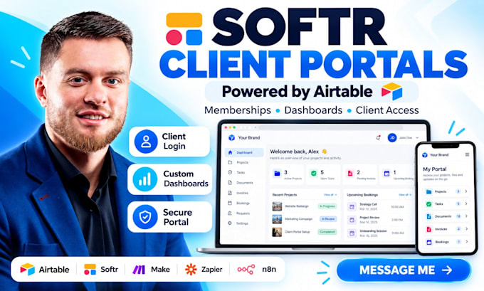 build airtable CRM, database, automation and softr portal as an airtable expert