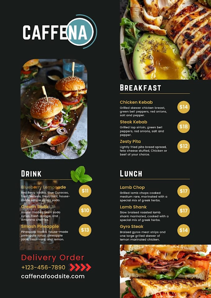 design professional menu design services, custom designs, quick turnaround