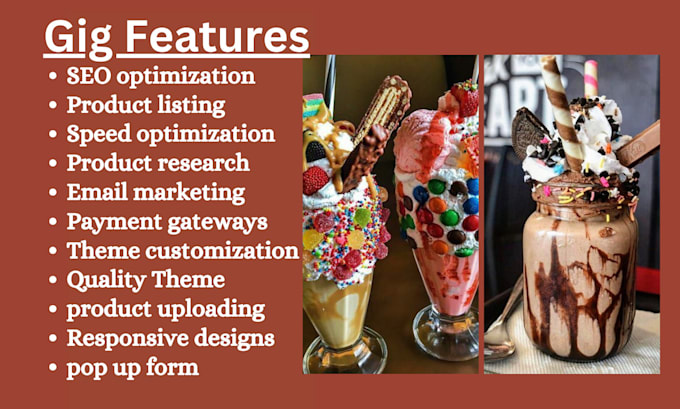design shopify ice cream website cookies and  deseert dropshipping store