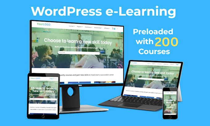 udemy elearning lms wordpress website with 200 courses