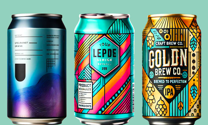 create beverage, energy drink, can, beer, soda, bottle label design or 3d mockup
