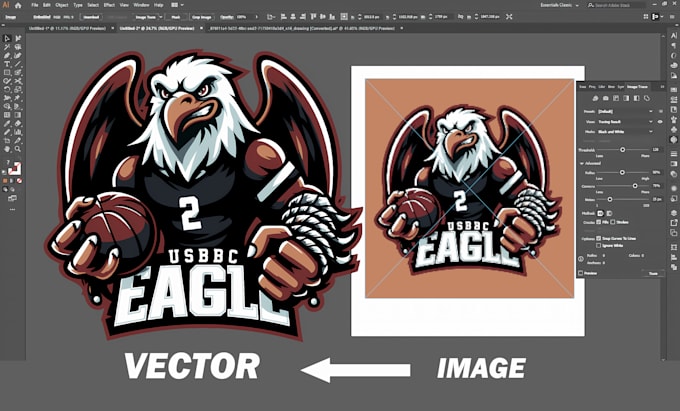 do vector trace, redraw, modify, and clean up any logo or design