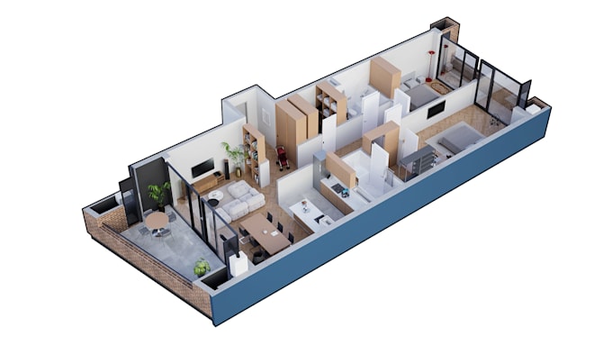 convert 2d floor plans to 3d floor plans