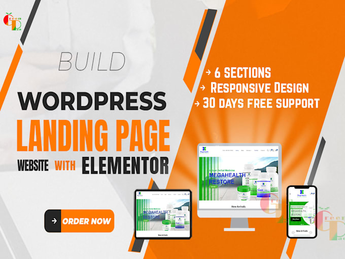 create wordpress website or landing page with elementor