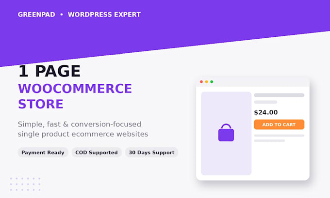 build a 1 page wordpress woocommerce store or landing page
