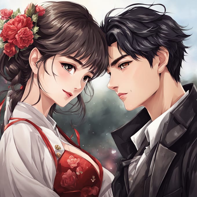 draw anime cute couple character design