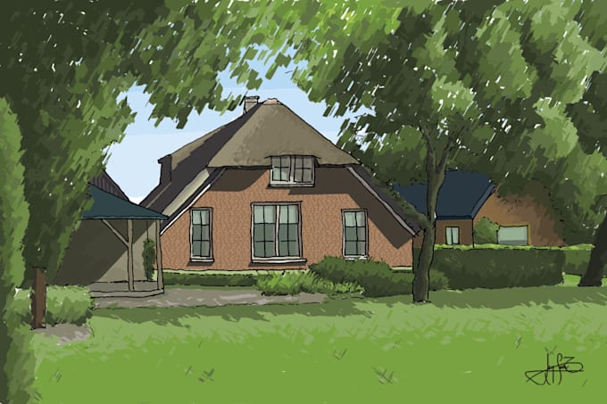 immortalize your house in a unique hand drawn illustration