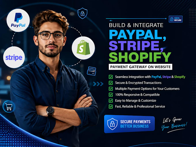 build and integrate paypal, stripe, shopify payment gateway on website