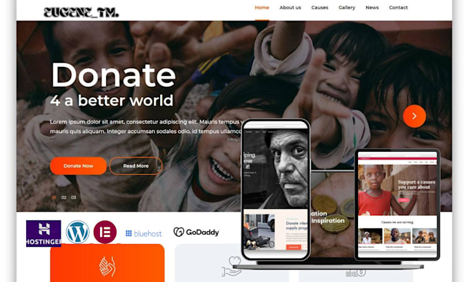 build wordpress charity website on bluehost godaddy  hostinger hostgator