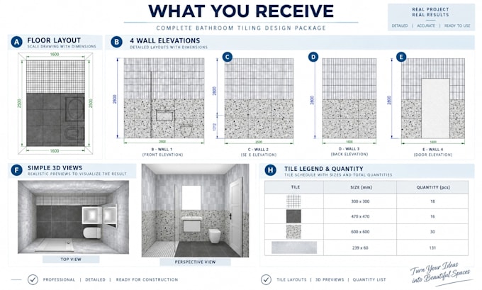 l create a professional tile layout plan for floors and bathroom walls