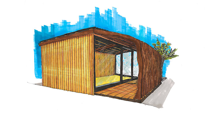 make a professional architectural hand sketch