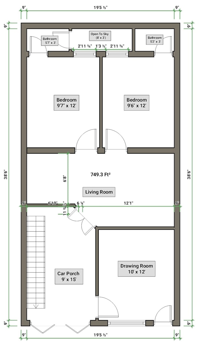 draw 2d floor plan, elevation, section of your building from your sketch or pdf