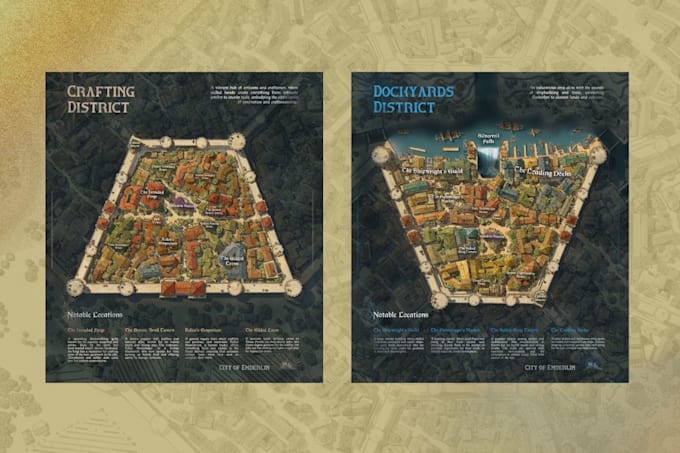 create a detailed fantasy city map for your book, game, dnd