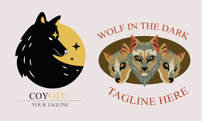 create hand drawn animal, fox wolf logo