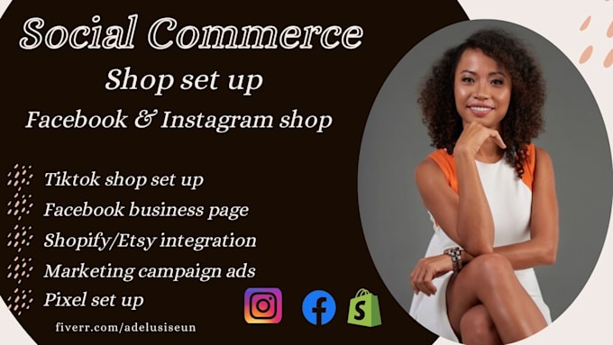set up facebook shop instagram shop, etsy ,shopify integration fb business page