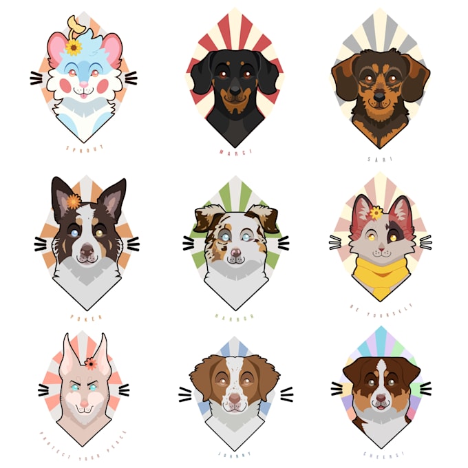 create a vector portrait of your pet or furry oc