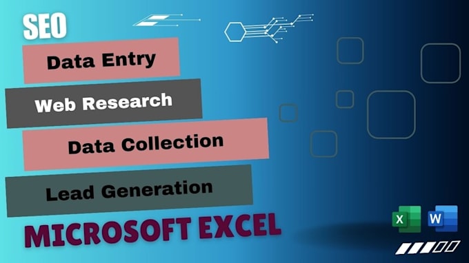 data entry, web research, lead generation, pdf to excel