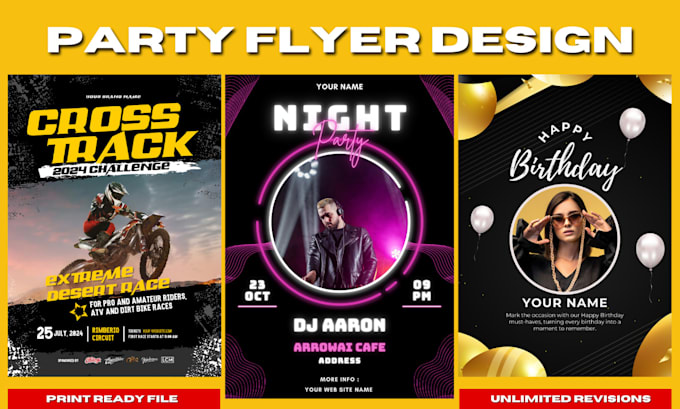 professional graphic design for menu cards, flyers, and party invitations