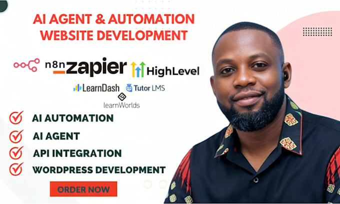 build crm automation n8n workflow n8n ai agent gohighlevel wordpress lms website