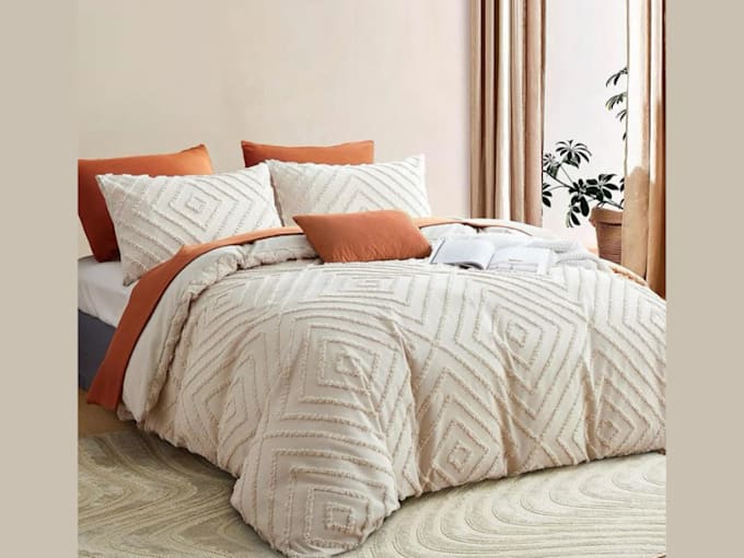 do realistic cgi 3d textile pillow, duvet, bedsheet and fabric product renders