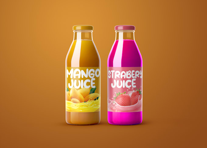 do juice, water bottle and can label design
