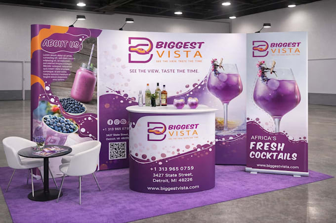 design a premium trade show booth and exhibition backdrop