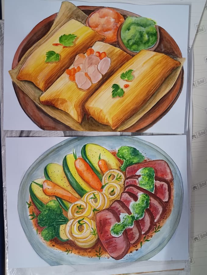 paint a watercolour food illustration