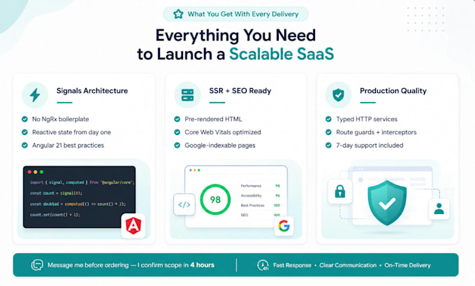 build angular 21 saas web app with ssr, signals, and API integration