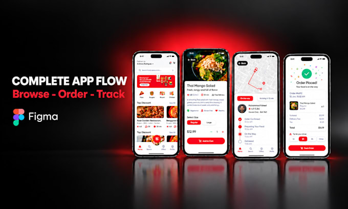 do mobile app ui ux design and food delivery app ui in figma