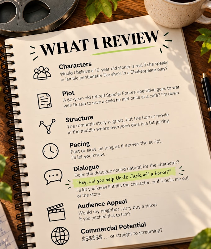 provide honest screenplay feedback and actionable script notes