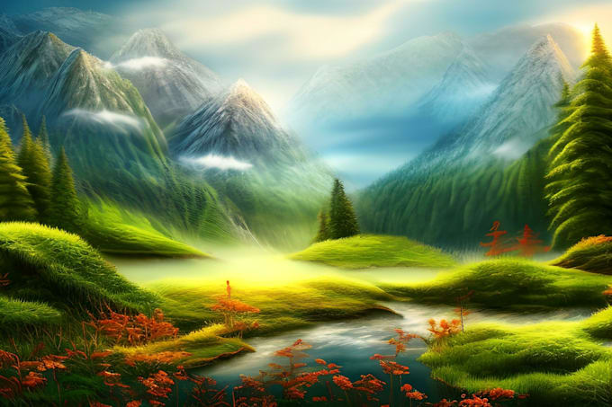 create flat landscape illustration of nature