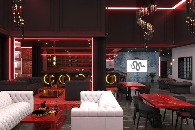 Do 3d interior design for lounge, bar or nightclub by Selingoksal | Fiverr