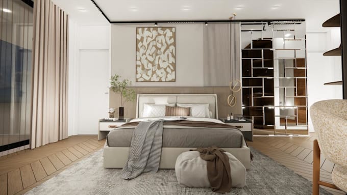do interior design for bedroom, bathroom, kitchen, living