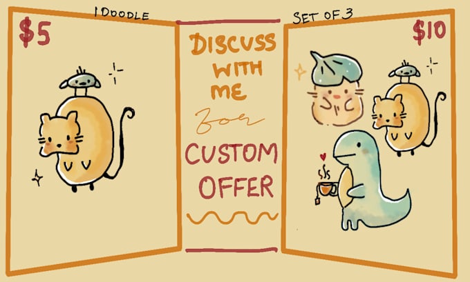 draw cute doodle illustrations for stickers