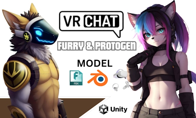make unique vrchat avatar furry nsfw protogen vr character model