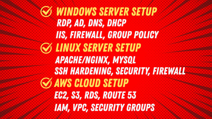 set the windows server linux server and AWS cloud solutions in 1 day