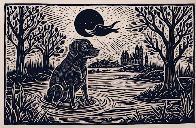 create artistic linocut illustration in my style