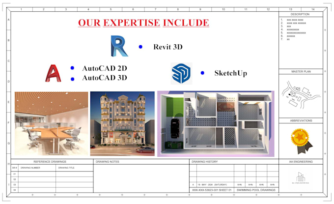 create architectural drawings, floor plans, elevations with 3d modelling
