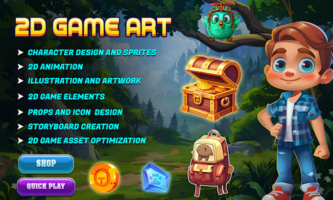 Create premium 2d game art, assets and animations by Meghavaja | Fiverr