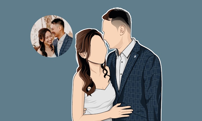 draw minimalist portrait, flat portrait, faceless vector illustration