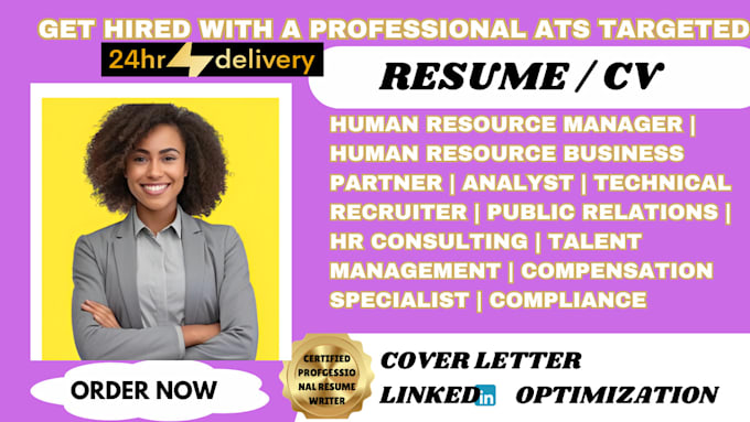 write talent acquisition, recruiter, HR assistant and human resources resume