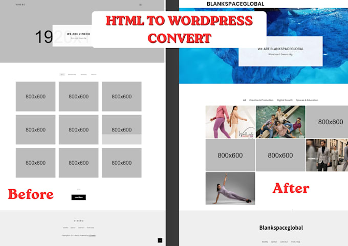 recreate, redesign or clone any website in wordpress