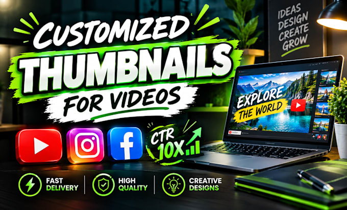 design creative youtube thumbnails social media thumbnails