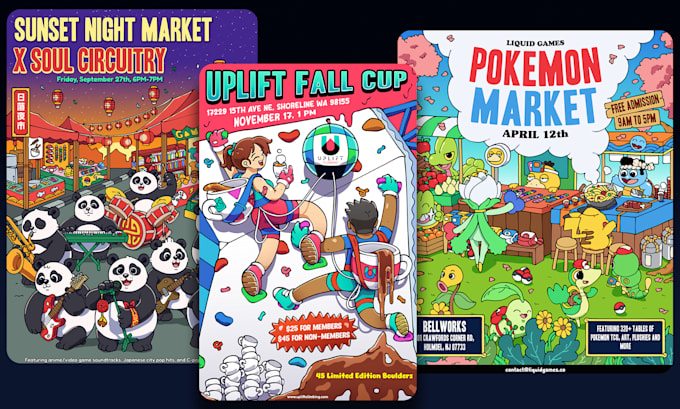 create cartoon party, event, concert poster