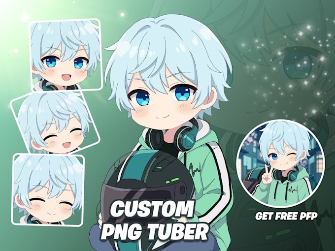 design a custom png tuber model for streaming in anime or chibi style